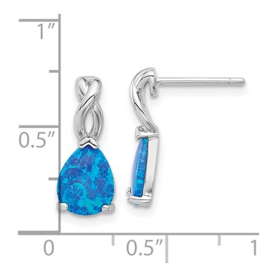 Sterling Silver Lab-Created Opal Teardrop Dangle Earrings – view 5