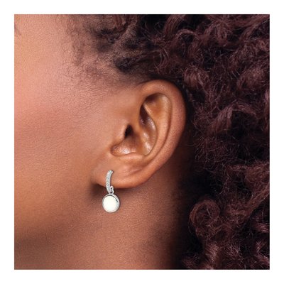 Sterling Silver Lab-Created Opal & CZ Dangle Earrings – view 4