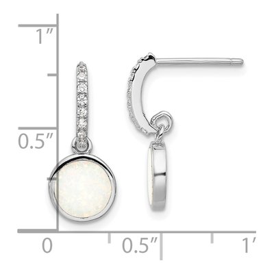 Sterling Silver Lab-Created Opal & CZ Dangle Earrings – view 5