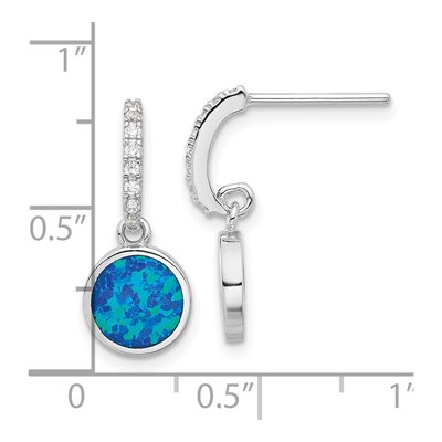 Sterling Silver Lab-Created Opal & CZ Dangle Earrings – view 5