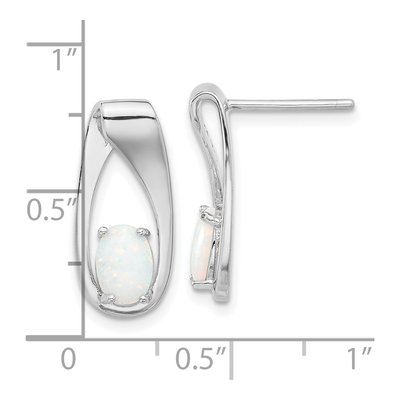 Sterling Silver Lab-Created Opal Oval Dangle Earrings – view 5
