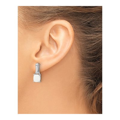 Sterling Silver Lab-Created Opal & CZ Dangle Earrings – view 4