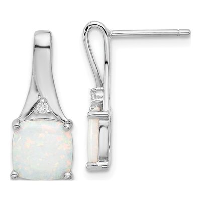 Sterling Silver Lab-Created Opal & CZ Dangle Earrings