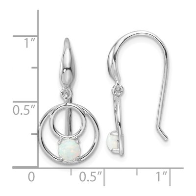 Sterling Silver Lab-Created Opal Circle Dangle Earrings – view 5