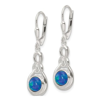 Sterling Silver Opal Knot Leverback Earrings – view 3