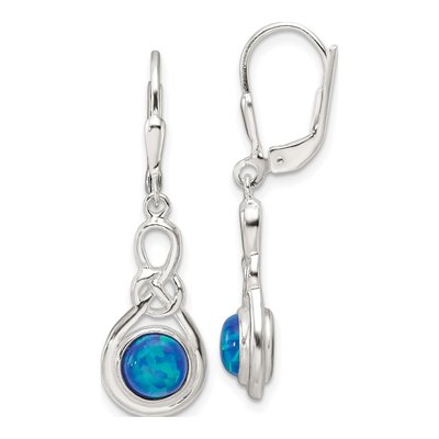 Sterling Silver Opal Knot Leverback Earrings