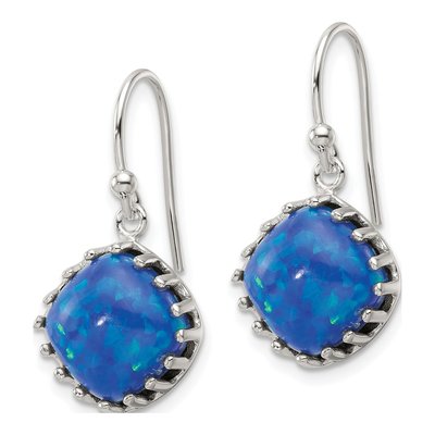 Sterling Silver Opal Cabochon Dangle Earrings – view 3