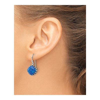 Sterling Silver Opal Cabochon Dangle Earrings – view 4