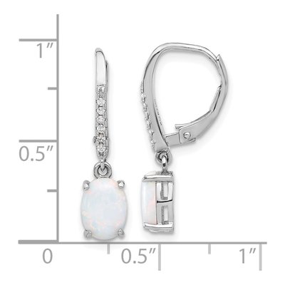 Sterling Silver Lab-Created Opal & CZ Leverback Earrings – view 5