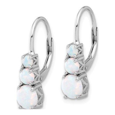 Sterling Silver Lab-Created Opal Leverback Earrings – view 3