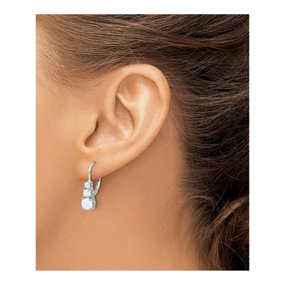 Sterling Silver Lab-Created Opal Leverback Earrings – view 4
