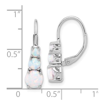 Sterling Silver Lab-Created Opal Leverback Earrings – view 5