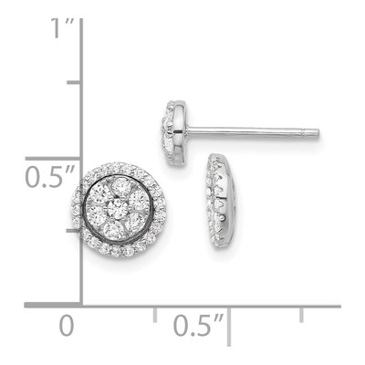 Sterling Silver 2mm Round CZ Cluster Halo Jacket Stud Earrings – view 5