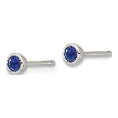 Sterling Silver 3mm Round CZ E-Coated Bezel Stud Earrings – view 3