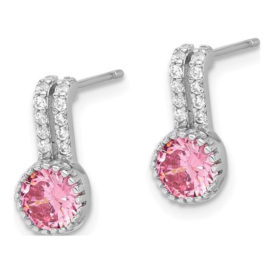 Sterling Silver CZ Two-Row Dangle Earrings – view 3