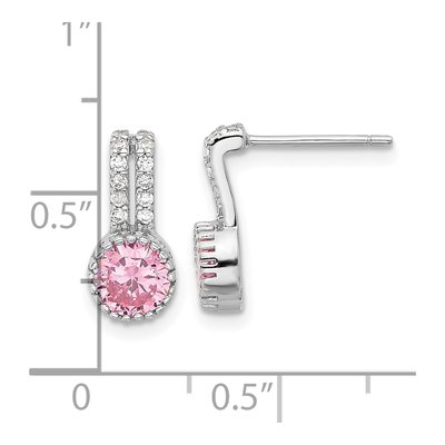 Sterling Silver CZ Two-Row Dangle Earrings – view 5