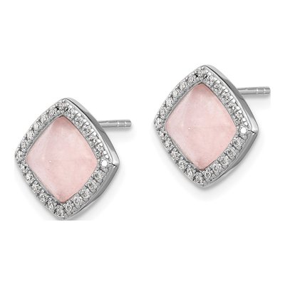 Sterling Silver 6.5mm CZ Square Stud Earrings – view 3