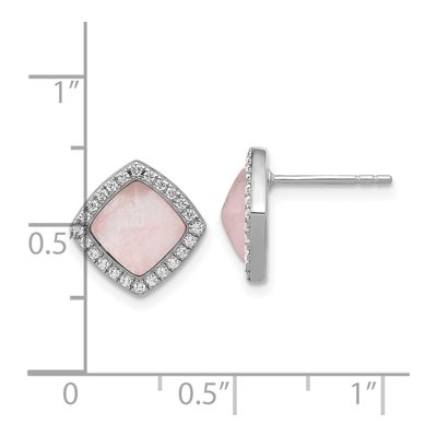 Sterling Silver 6.5mm CZ Square Stud Earrings – view 5