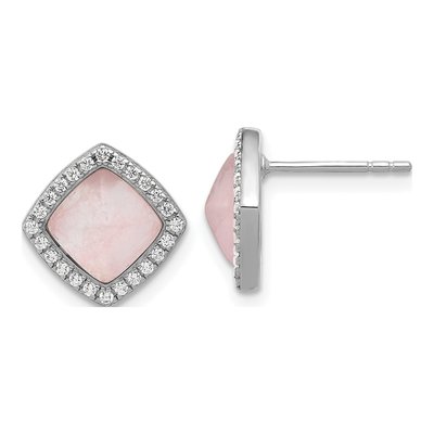 Sterling Silver 6.5mm CZ Square Stud Earrings