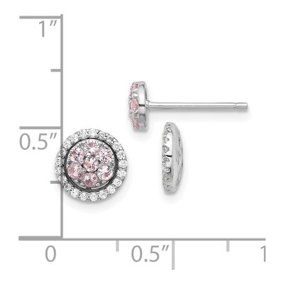 Sterling Silver 2mm Round Crystal & CZ Halo Stud Earrings – view 5