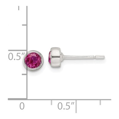 Sterling Silver 4mm CZ Round Bezel Stud Earrings – view 5