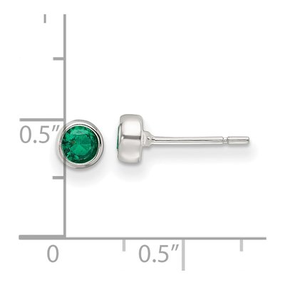 Sterling Silver Green Glass Bezel Stud Earrings – view 5