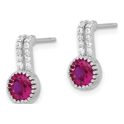 Sterling Silver CZ Two-Row Dangle Earrings – view 3