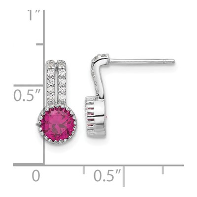 Sterling Silver CZ Two-Row Dangle Earrings – view 5
