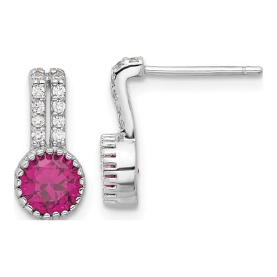 Sterling Silver CZ Two-Row Dangle Earrings