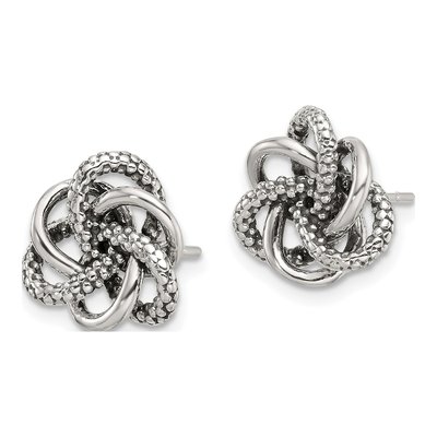 Sterling Silver Love Knot Stud Earrings – view 3