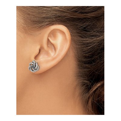 Sterling Silver Love Knot Stud Earrings – view 4