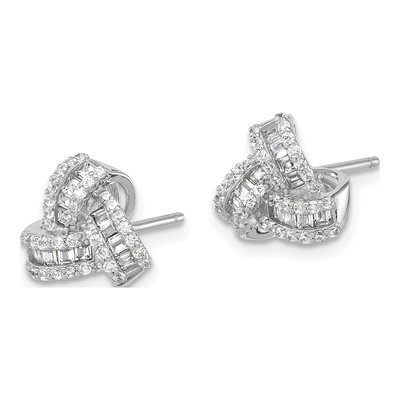 Sterling Silver Round CZ Love Knot Stud Earrings – view 3