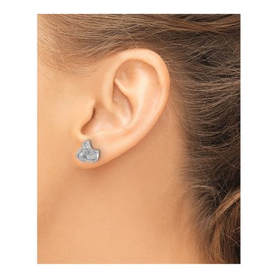 Sterling Silver Round CZ Love Knot Stud Earrings – view 4