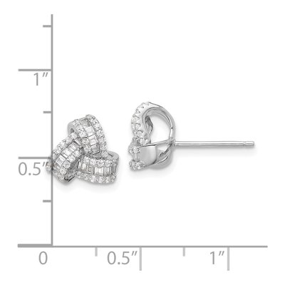 Sterling Silver Round CZ Love Knot Stud Earrings – view 5