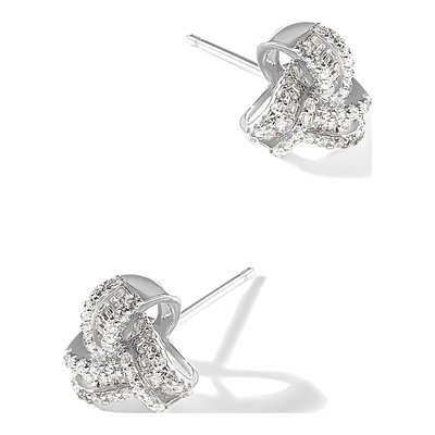 Sterling Silver Round CZ Love Knot Stud Earrings – view 6