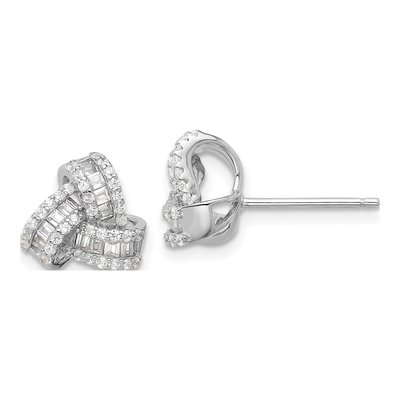 Sterling Silver Round CZ Love Knot Stud Earrings