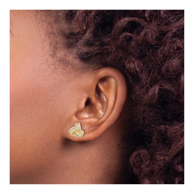 Gold-Plated Sterling Silver Round CZ Love Knot Stud Earrings – view 4