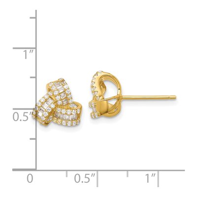 Gold-Plated Sterling Silver Round CZ Love Knot Stud Earrings – view 5