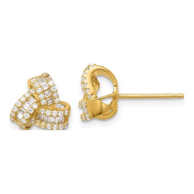 Gold-Plated Sterling Silver Round CZ Love Knot Stud Earrings
