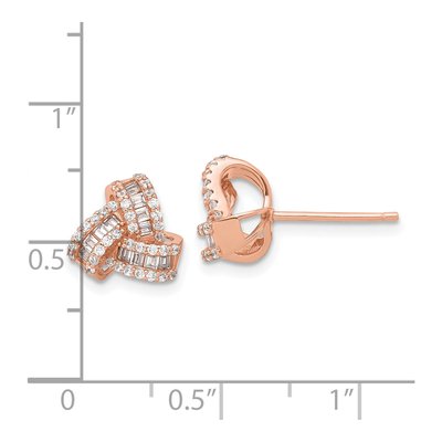 Rose Gold-Plated Sterling Silver Round CZ Love Knot Stud Earrings – view 5