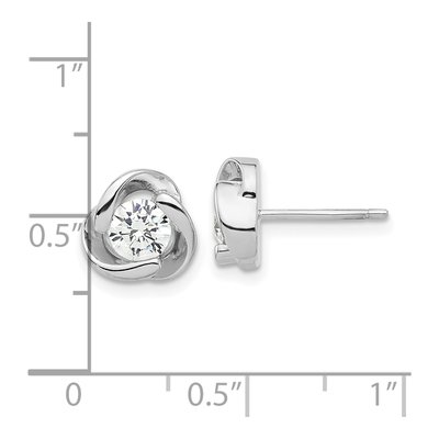 Sterling Silver Round CZ Love Knot Stud Earrings – view 5