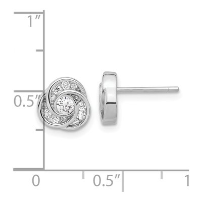 Sterling Silver Round CZ Love Knot Stud Earrings – view 5