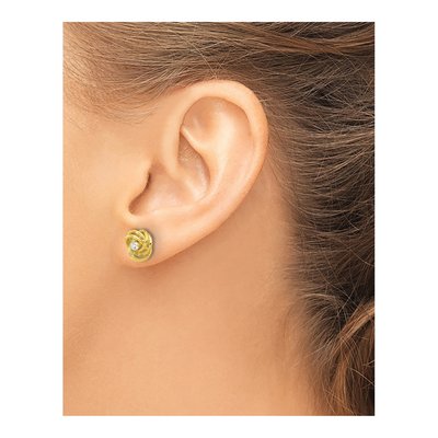 Gold-Plated Sterling Silver Round CZ Love Knot Stud Earrings – view 4