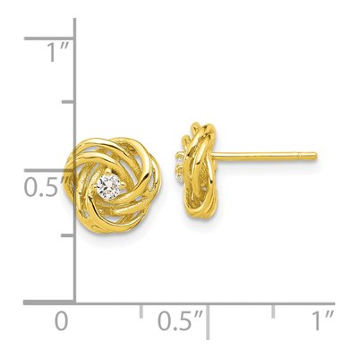 Gold-Plated Sterling Silver Round CZ Love Knot Stud Earrings – view 5