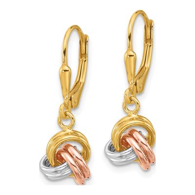Gold-Plated Sterling Silver Love Knot Leverback Earrings – view 3