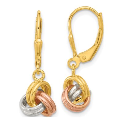 Gold-Plated Sterling Silver Love Knot Leverback Earrings