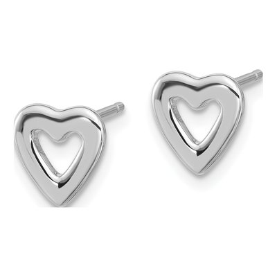 Sterling Silver Open Heart Stud Earrings – view 3