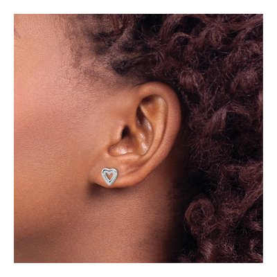 Sterling Silver Open Heart Stud Earrings – view 4