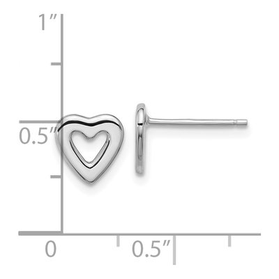 Sterling Silver Open Heart Stud Earrings – view 5