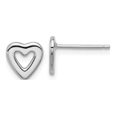 Sterling Silver Open Heart Stud Earrings